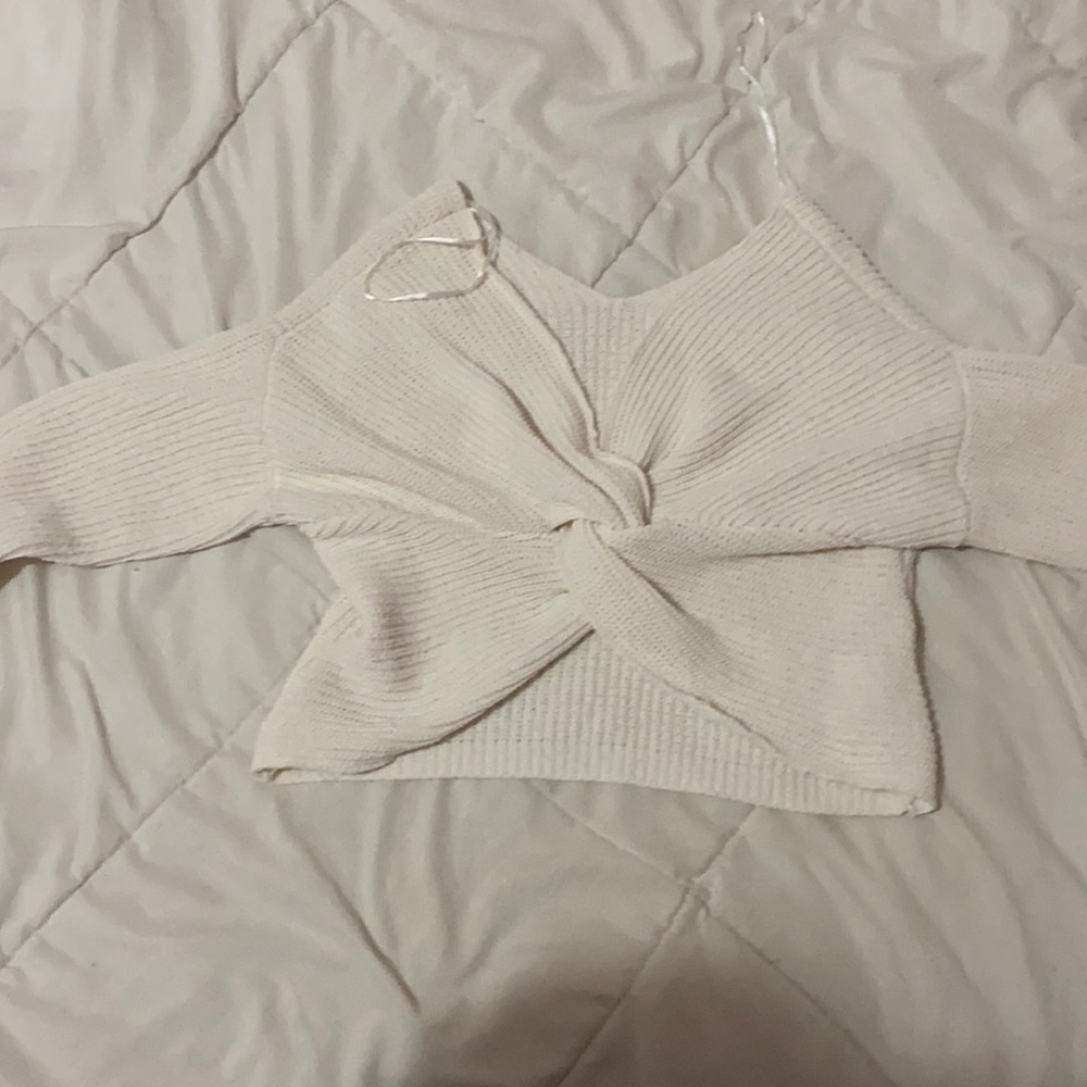 Crisscross white sweater